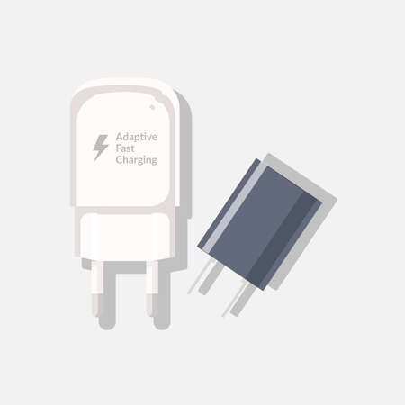 Phone Charger Flat Illustration. Clean Icon Design Element on Isolated White Backgroundのイラスト素材