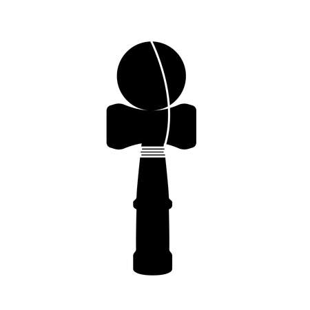 Toss and Catch Wooden Hammer Ball Silhouette. Black and White Icon Design Element on Isolated White Backgroundのイラスト素材