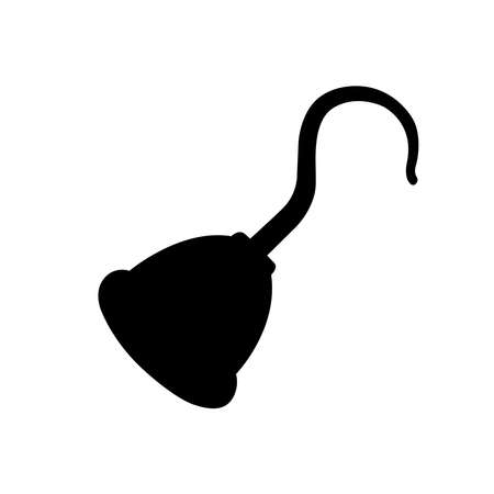 Pirate Hook Silhouette. Black and White Icon Design Element on Isolated White Backgroundのイラスト素材