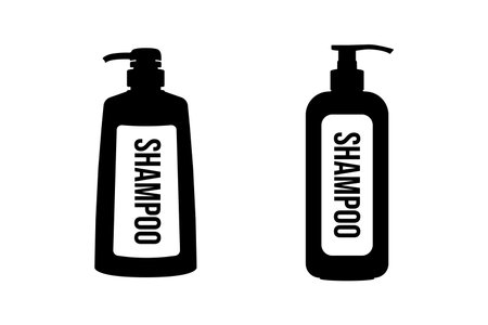 Shampoo Bottle Silhouette. Black and White Icon Design Element on Isolated White Backgroundのイラスト素材