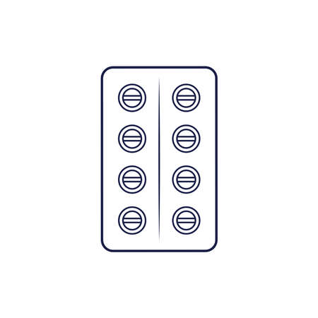 Tablet in Package Outline Icon Illustration on White Background Suitable for Medicine, Painkiller, Apothecary Iconのイラスト素材