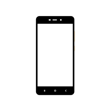 Smartphone Black and White Icon. Silhouette Design Element on Isolated White Backgroundのイラスト素材