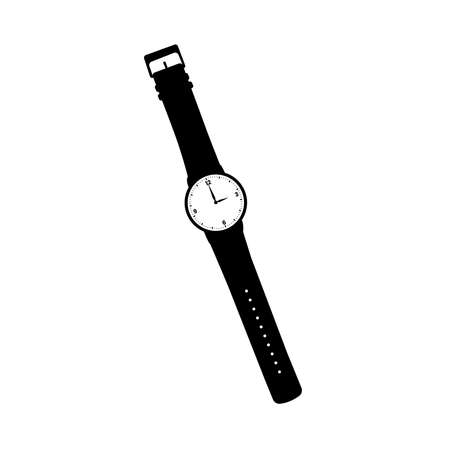 Wristwatch Silhouette. Black and White Icon Design Element on Isolated White Backgroundのイラスト素材