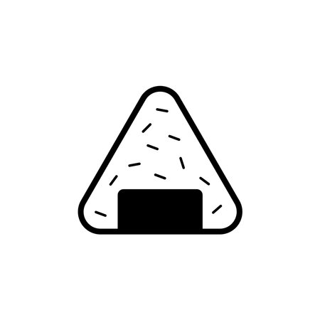 Rice ball with seaweed vector icon in linear, outline icon isolated on white backgroundのイラスト素材