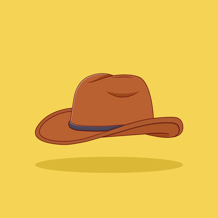 Cowboy Hat Vector Icon Illustration with Outline for Design Element, Clip Art, Web, Landing page, Sticker, Banner. Flat Cartoon Styleのイラスト素材