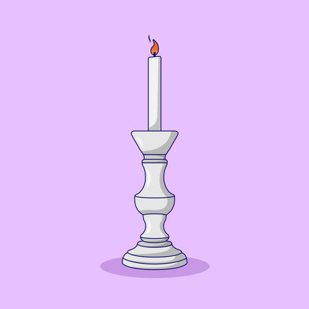 Candlestick Vector Icon Illustration with Outline for Design Element, Clip Art, Web, Landing page, Sticker, Banner. Flat Cartoon Styleのイラスト素材
