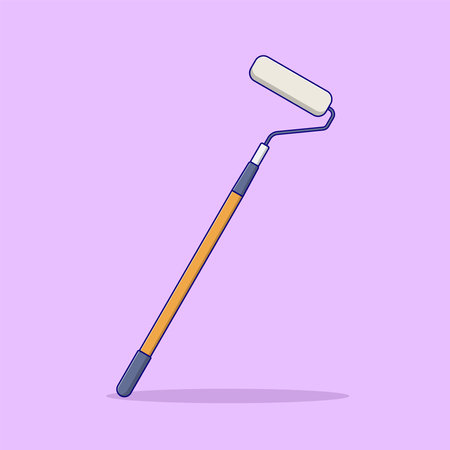 Paint Roller Vector Icon Illustration. Long Paint Roller Vector. Flat Cartoon Style Suitable for Web Landing Page, Banner, Flyer, Sticker, Wallpaper, Backgroundのイラスト素材