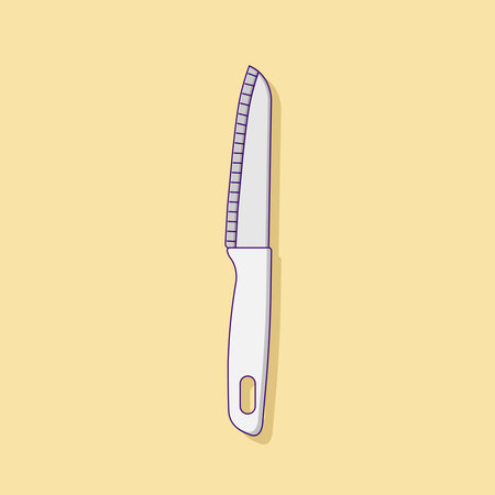 Kitchen Knife Vector Icon Illustration with Outline for Design Element, Clip Art, Web, Landing page, Sticker, Banner. Flat Cartoon Styleのイラスト素材