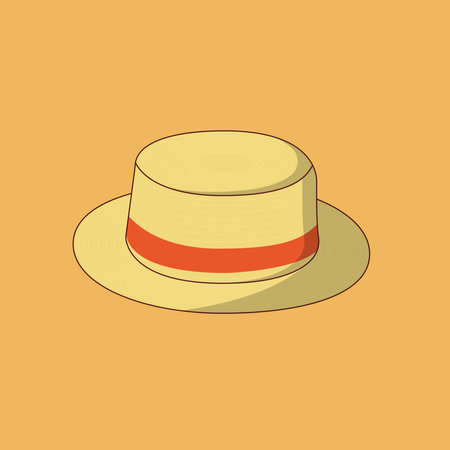 Straw Hat Vector Icon Illustration. Fashion Accessory Vector. Flat Cartoon Style Suitable for Web Landing Page, Banner, Flyer, Sticker, Wallpaper, Backgroundのイラスト素材