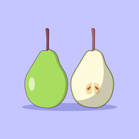 Pear Vector Icon Illustration. Fruit Cup Vector. Flat Cartoon Style Suitable for Web Landing Page, Banner, Flyer, Sticker, Wallpaper, Backgroundのイラスト素材