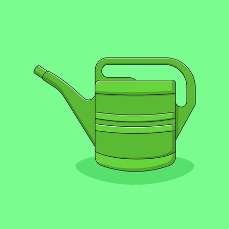 Watering Can Vector Icon Illustration with Outline for Design Element, Clip Art, Web, Landing page, Sticker, Banner. Flat Cartoon Styleのイラスト素材