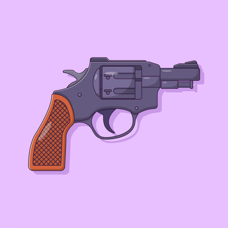 Revolver Gun Vector Icon Illustration. Handgun Vector. Flat Cartoon Style Suitable for Web Landing Page, Banner, Flyer, Sticker, Wallpaper, Backgroundのイラスト素材