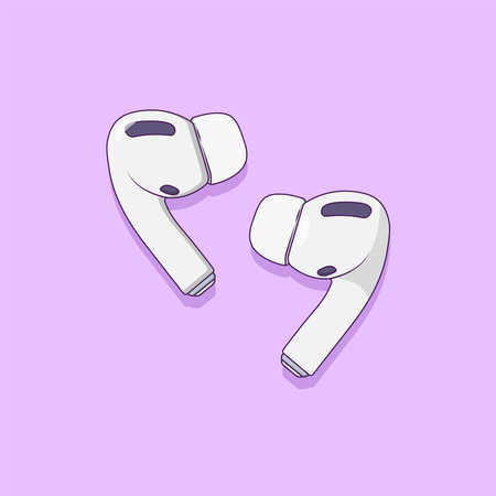 Wireless Earphone Vector Icon Illustration. Phone Accessory Vector. Flat Cartoon Style Suitable for Web Landing Page, Banner, Flyer, Sticker, Wallpaper, Backgroundのイラスト素材