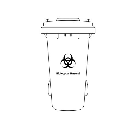 Biohazard Trash Bin Outline Icon Illustration on White Backgroundのイラスト素材