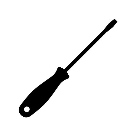 Flat Head Screwdriver Silhouette. Black and White Icon Design Elements on Isolated White Backgroundのイラスト素材