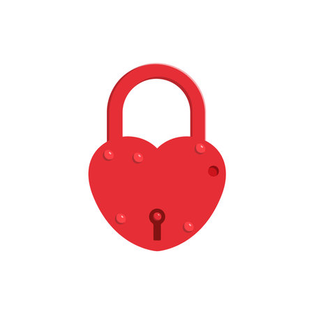 Love Lock Flat Illustration. Clean Icon Design Element on Isolated White Backgroundのイラスト素材
