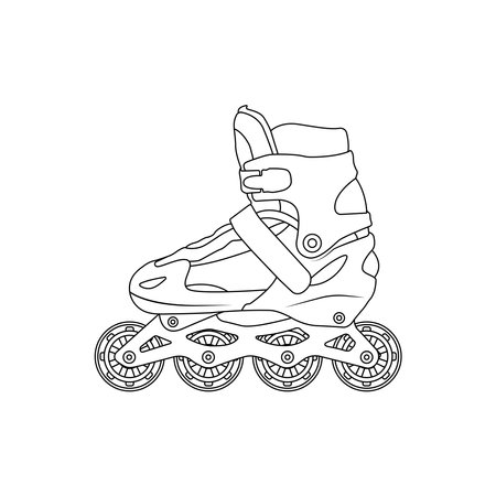 Roller Skates Outline Icon Illustration on White Backgroundのイラスト素材