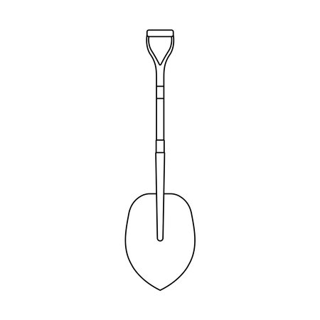 Shovel Outline Icon Illustration on Isolated White Backgroundのイラスト素材