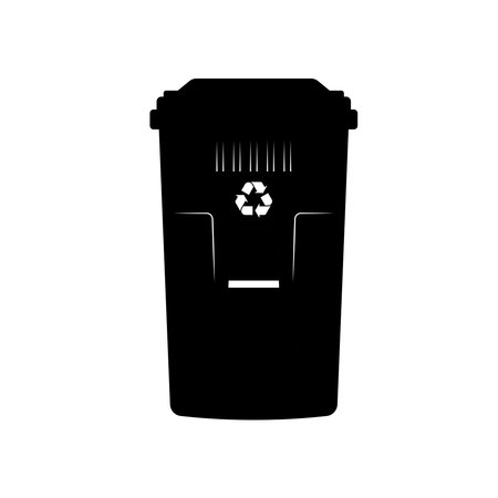 Recycle Bin Silhouette. Black and White Icon Design Elements on Isolated White Backgroundのイラスト素材