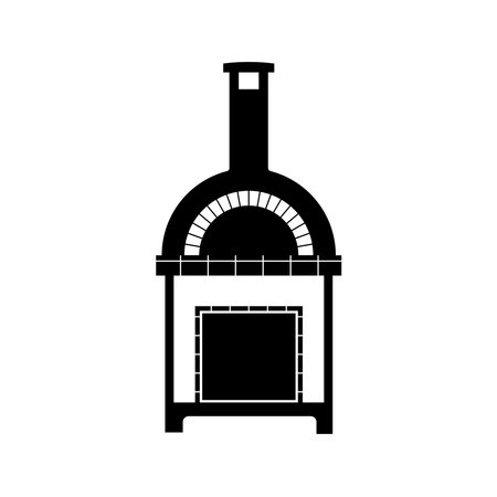 Pizza Oven Silhouette. Black and White Icon Design Elements on Isolated White Backgroundのイラスト素材