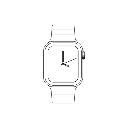 Wristwatch Outline Icon Illustration on White Backgroundのイラスト素材