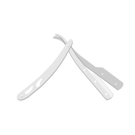 Straight Razor Flat Illustration. Clean Icon Design Element on Isolated White Backgroundのイラスト素材