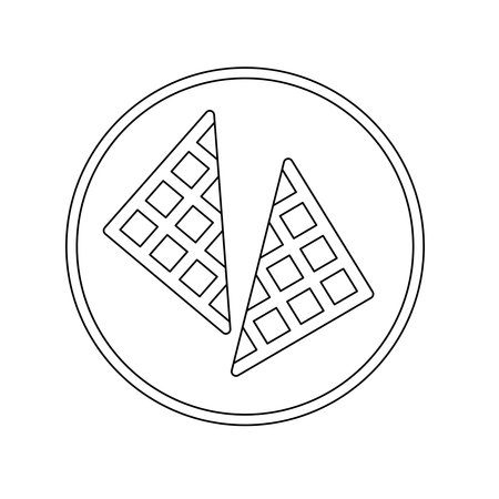 Waffle on Plate Outline Icon Illustration on White Backgroundのイラスト素材
