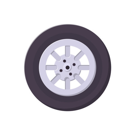 Wheel Flat Illustration. Clean Icon Design Element on Isolated White Backgroundのイラスト素材
