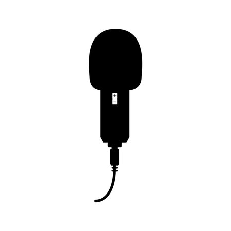 Microphone Silhouette. Black and White Icon Design Element on Isolated White Backgroundのイラスト素材