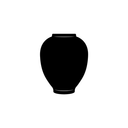 Ceramic Vase Silhouette. Black and White Icon Design Elements on Isolated White Backgroundのイラスト素材