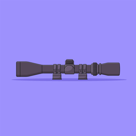 Tactical Scope Vector Icon Illustration. Rifle Attachment Tool. Binocular. Flat Cartoon Style Suitable for Web, Landing Page, Banner, Flyer, Sticker, Wallpaper, Background, Mobile App, UIのイラスト素材