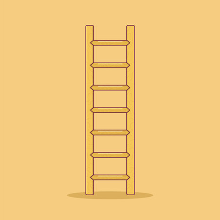 Wooden Ladder Vector Icon Illustration. Home Decoration and Tool Vector. Flat Cartoon Style Suitable for Web Landing Page, Banner, Flyer, Sticker, Wallpaper, Backgroundのイラスト素材