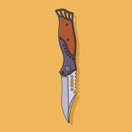 Survival Knife Vector Icon Illustration with Outline for Design Element, Clip Art, Web, Landing page, Sticker, Banner. Flat Cartoon Styleのイラスト素材