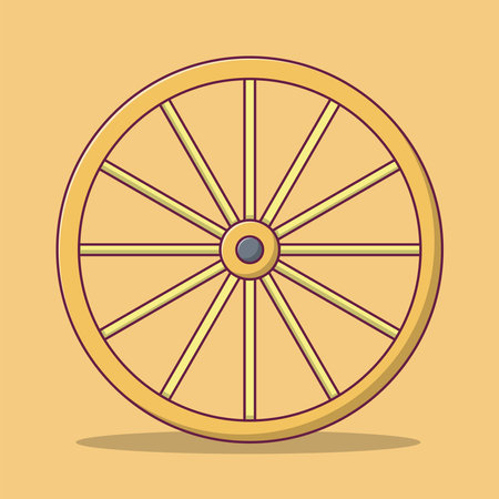 Wood Tire Vector Icon Illustration with Outline for Design Element, Clip Art, Web, Landing page, Sticker, Banner. Flat Cartoon Styleのイラスト素材