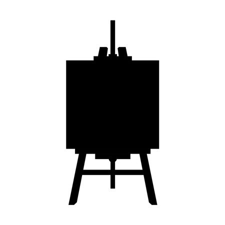 Wooden Easel with Blank Canvas Silhouette. Black and White Icon Design Elements on Isolated White Backgroundのイラスト素材