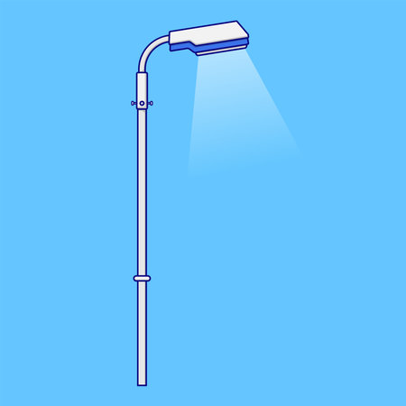 Street Lamp Post Vector Icon Illustration with Outline for Design Element, Clip Art, Web, Landing page, Sticker, Banner. Flat Cartoon Styleのイラスト素材