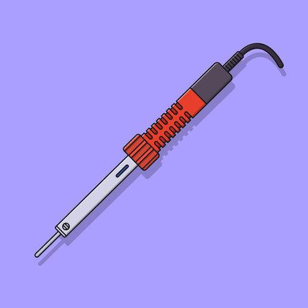 Soldering Iron Vector Icon Illustration with Outline for Design Element, Clip Art, Web, Landing page, Sticker, Banner. Flat Cartoon Styleのイラスト素材