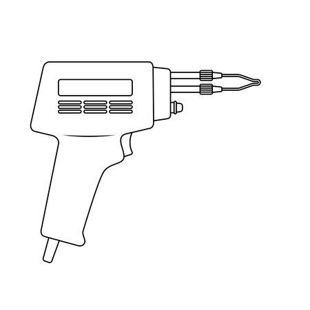 Soldering Gun Outline Icon Illustration on White Backgroundのイラスト素材