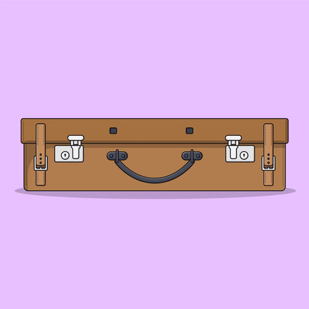 Vintage Suitcase Vector Icon Illustration with Outline for Design Element, Clip Art, Web, Landing page, Sticker, Banner. Flat Cartoon Styleのイラスト素材