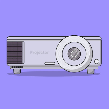 Projector Vector Icon Illustration with Outline for Design Element, Clip Art, Web, Landing page, Sticker, Banner. Flat Cartoon Styleのイラスト素材