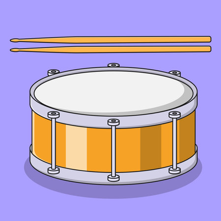 Snare Drum Vector Icon Illustration with Outline for Design Element, Clip Art, Web, Landing page, Sticker, Banner. Flat Cartoon Styleのイラスト素材