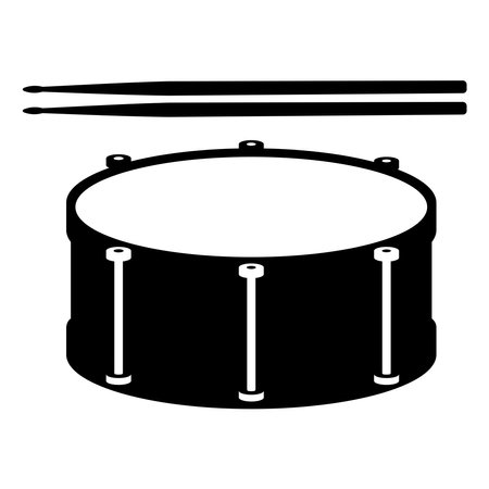Snare Drum Silhouette. Black and White Icon Design Elements on Isolated White Backgroundのイラスト素材