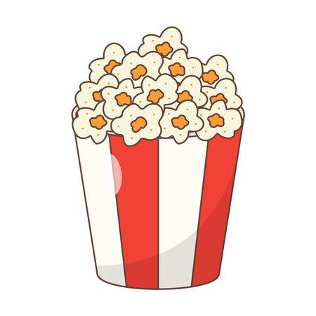Popcorn Bucket Flat Illustration. Clean Icon Design Element on Isolated White Backgroundのイラスト素材