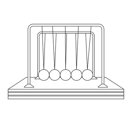 Newton Cradle Outline Icon Illustration on White Backgroundのイラスト素材
