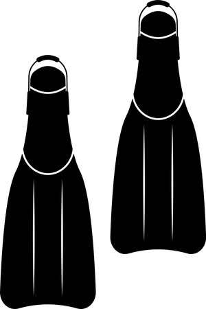 Swimming Fins Silhouette. Black and White Icon Design Elements on Isolated White Backgroundのイラスト素材