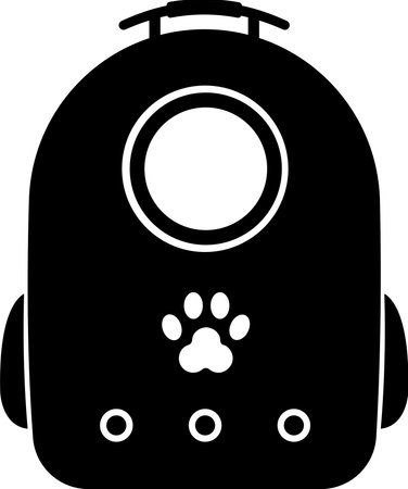 Cat Backpack Carrier Silhouette. Black and White Icon Design Elements on Isolated White Backgroundのイラスト素材
