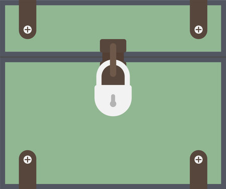 Locked Chest with Padlock Flat Illustration. Clean Icon Design Element on Isolated White Backgroundのイラスト素材