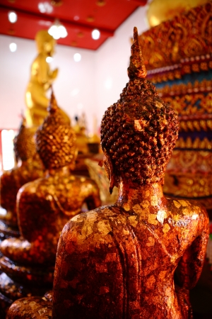 Ancient Buddha images in a Thai Budの写真素材