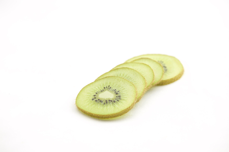 A perfectly fresh kiwifruit isolated on white.の写真素材