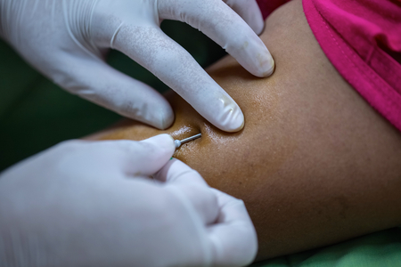 Hospital patients are injected with blood.